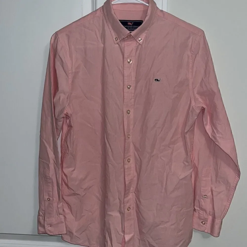 Pink Blue whale Vineyard Vines Whale Youth Kids cotton LS shirt L boys